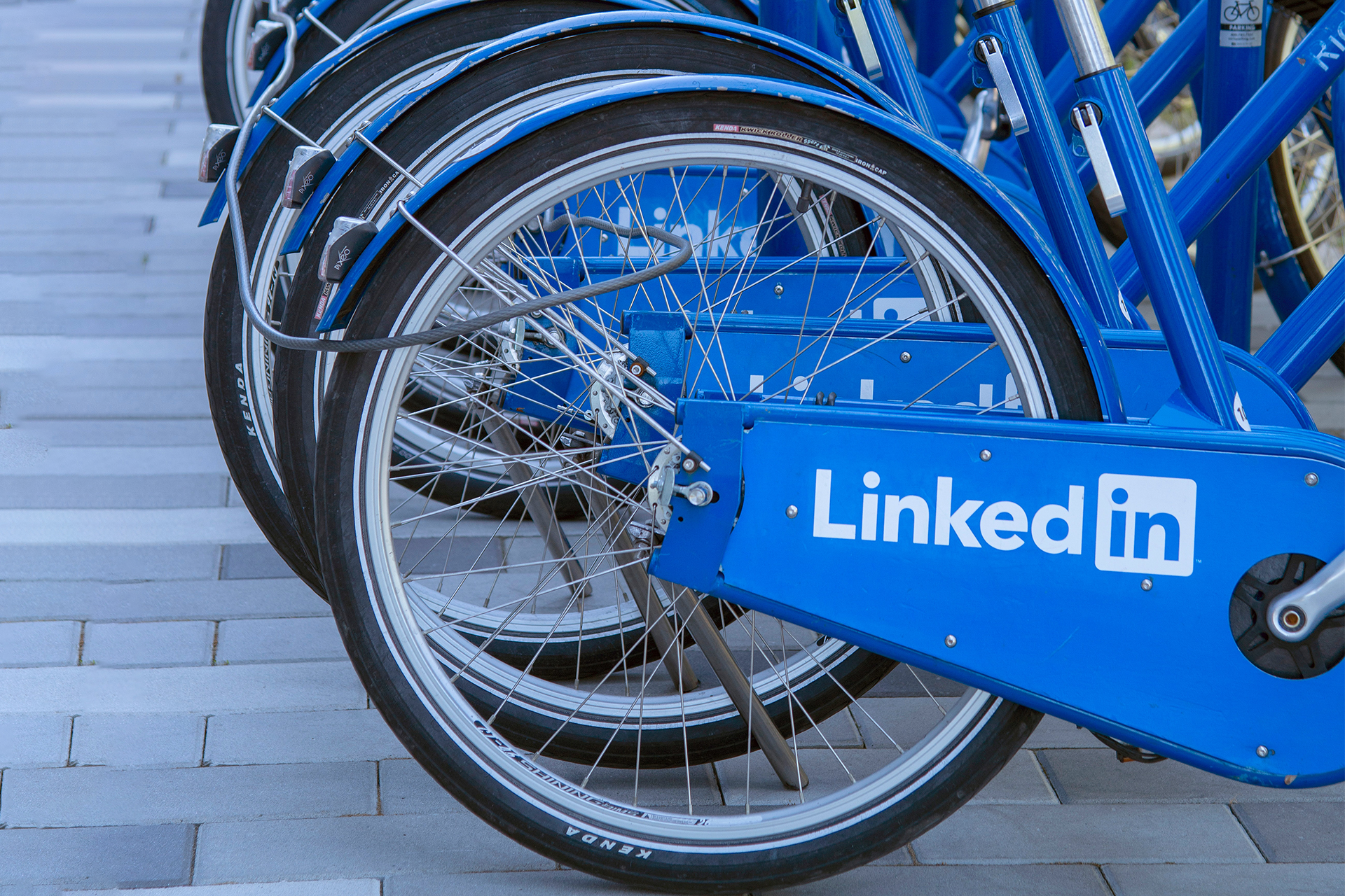 LinkedIn written on bicycle